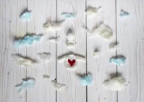 Winter clothes among the clouds Stock Photos