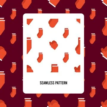 Winter clothes gloves and socks seamless pattern Stock Illustration