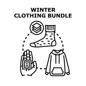 Winter clothing bundle for cold weather dressing Stock Illustration