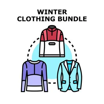 Winter clothing bundle vector icon set concept Stock Illustration