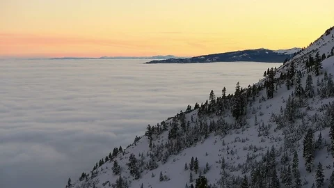 Winter Cloud Inversion Sunset Time Lapse with Snow Stock Footage 99436221