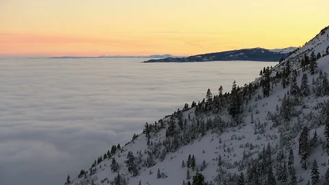 Winter Cloud Inversion Sunset Time Lapse with Snow Stock Footage 99532810