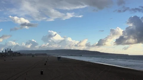 Winter Clouds on California Beach Stock Footage 92742350