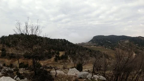 Winter Clouds over mountain time lapse | Lebanon Stock Footage 125362876