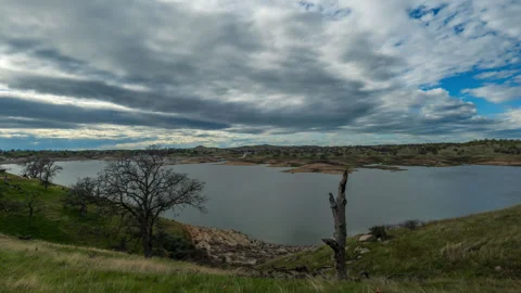Winter Cloudscape above Hensley Lake, California Timelapse Stock Footage 283284940