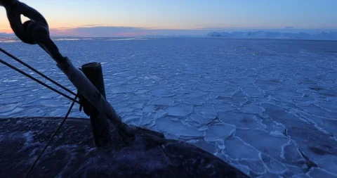 Winter coastal landscape with floating ice fragments Stock Footage 86015652