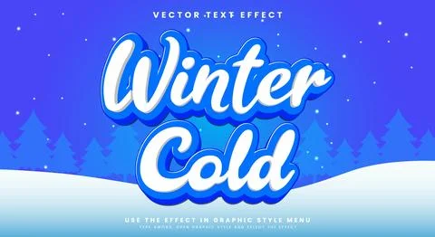 Winter cold 3D editable text effect template 스톡 일러스트