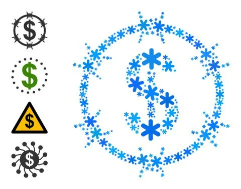 Winter Collage Barbed Wire Dollar Icon with Snow Stock Illustration