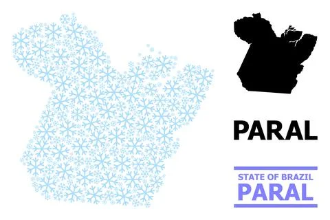 Winter Collage Map of Paral State of Snow Flakes Stock Illustration