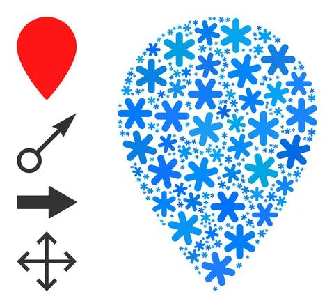 Winter Collage Map Pointer Icon of Snow Flakes イラスト素材