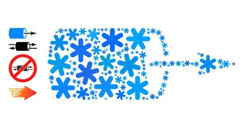 Winter Collage Pipe Flow Direction Icon of Snow Flakes イラスト素材