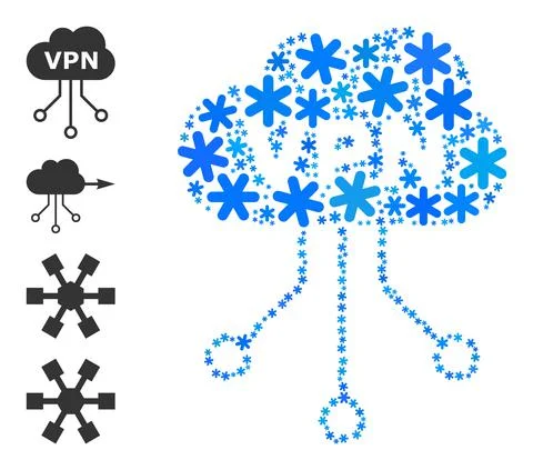 Winter Collage VPN Cloud Icon with Snow Stockillustratie