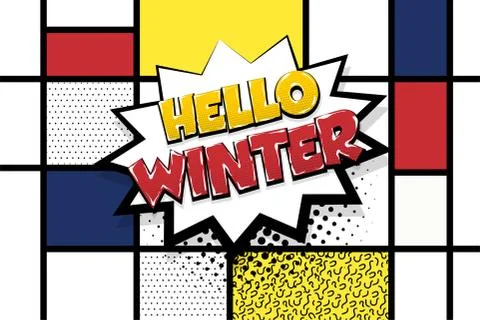 Winter comic text speech bubble pop art Stock Illustration