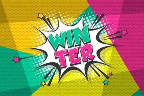 Winter comic text speech bubble pop art Illustrazione stock