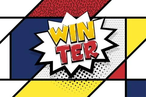 Winter comic text speech bubble pop art Stock Illustration