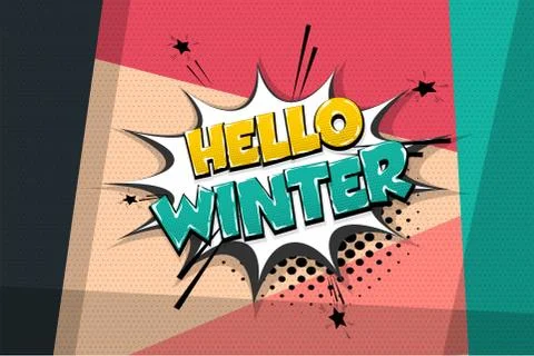 Winter comic text speech bubble pop art Illustrazione stock