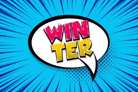 Winter comic text speech bubble pop art Illustrazione stock