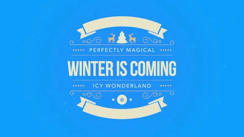 Winter Is Coming with deers, tree and ribbons on blue gradient Video stock 217692954