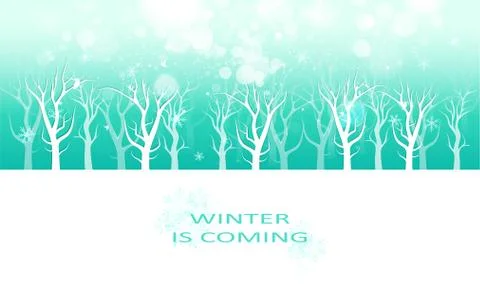 Winter is coming message, creative poster invitation card, snowflakes falling Stock Illustration