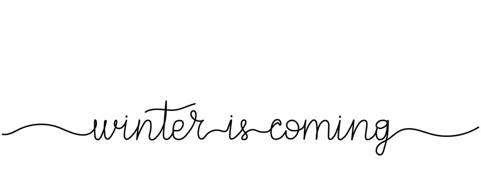 Winter is Coming phrase in one continuous line style. Handwritten words wit.. Stock Illustration