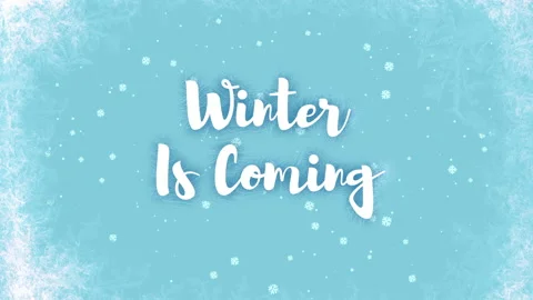 Winter Is Coming text with flying snow in blue ice Vídeo Stock 255869525