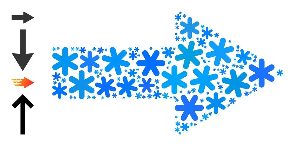 Winter Composition Arrow Direction Icon with Snow Flakes イラスト素材