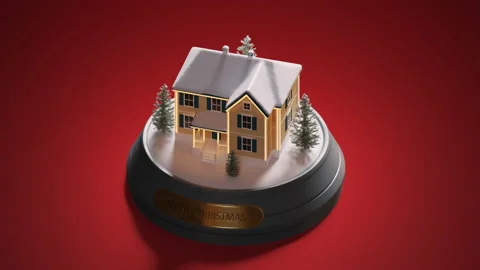 Winter composition concept. Country house with string light decorations Видео 167268136