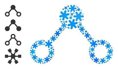 Winter Composition Links Icon with Snowflakes Stockillustratie