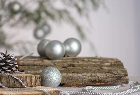 Winter composition in silver colors Stock Photos