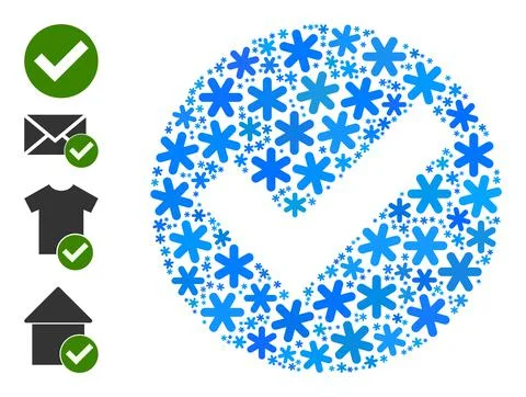 Winter Composition Yes Mark Icon of Snowflakes Illustrazione stock