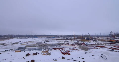 In winter, construction of the future wood processing plant begins Stock Footage 161950408