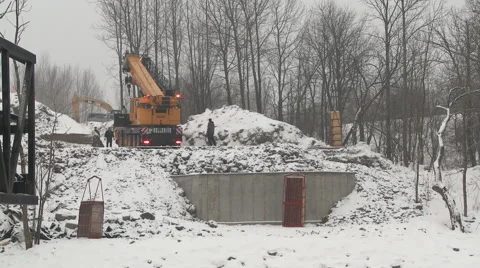 Winter Construction site Video stock 63920248