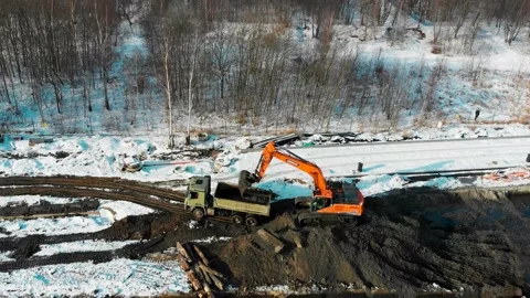 Winter construction work Stock Footage 147607057