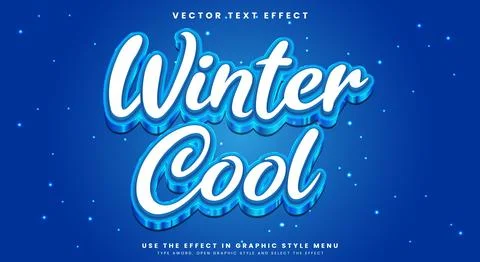 Winter Cool 3d editable text effect 스톡 일러스트