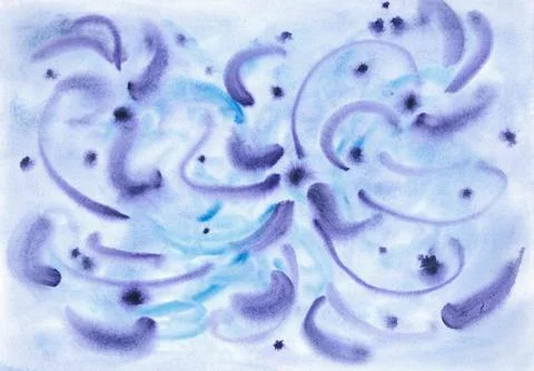 Winter cool violet pattern with graceful curls and star dots Stock Illustration