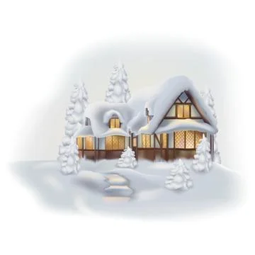 Winter Cottage Stock Illustration