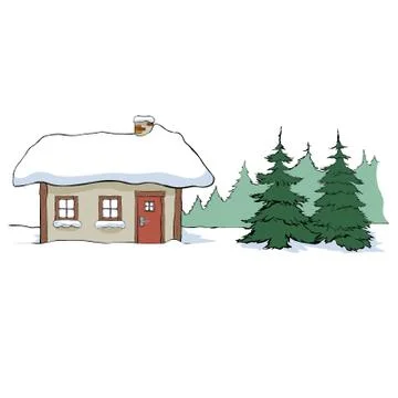 Winter cottage Stock Illustration
