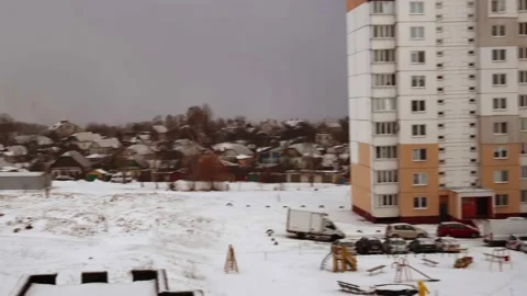 Winter courtyard in the city Stock Footage 205731230