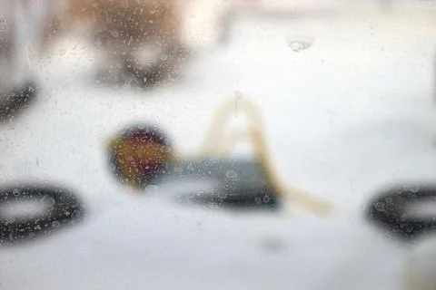 Winter courtyard in defocus Foto stock