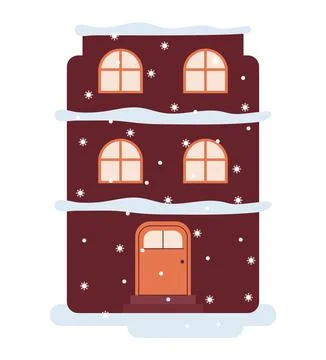 Winter cozy building Stock Illustration