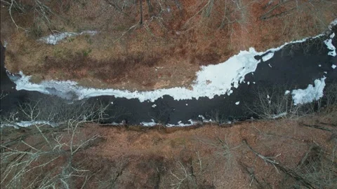Winter Creek from Above Stock Footage 229637059