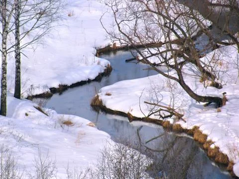 The winter creek Stock Photos