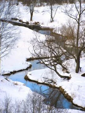 The winter creek Stock Photos