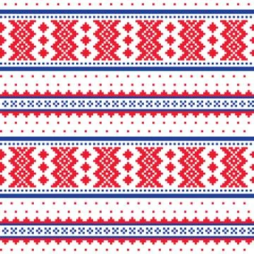 Winter cross-stitch vector pattern inspired by Sami people folk art in Lapland Stock Illustration