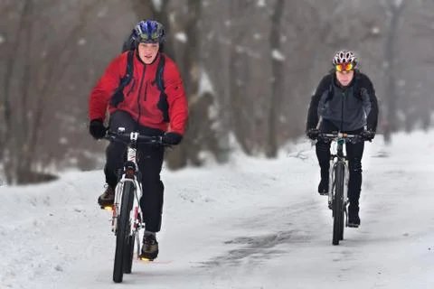 Winter cycling Stock Photos