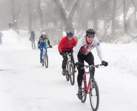 Winter cycling Stock Photos