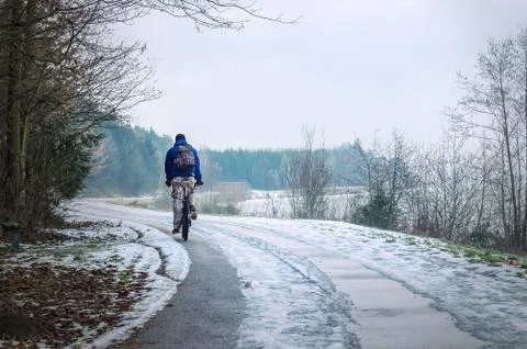 Winter cyclist Stock Photos