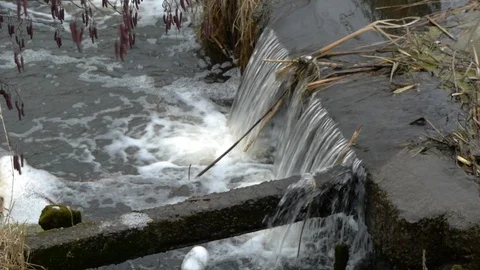 Winter dam, waterfall Stock Footage 122840720