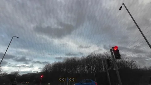 Winter Dark Sky and Clouds over British Town and Cities Stock Footage 325054106