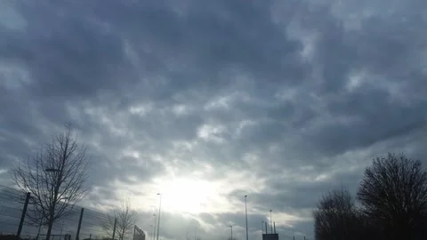 Winter Dark Sky and Clouds over British Town and Cities Stock Footage 325058462
